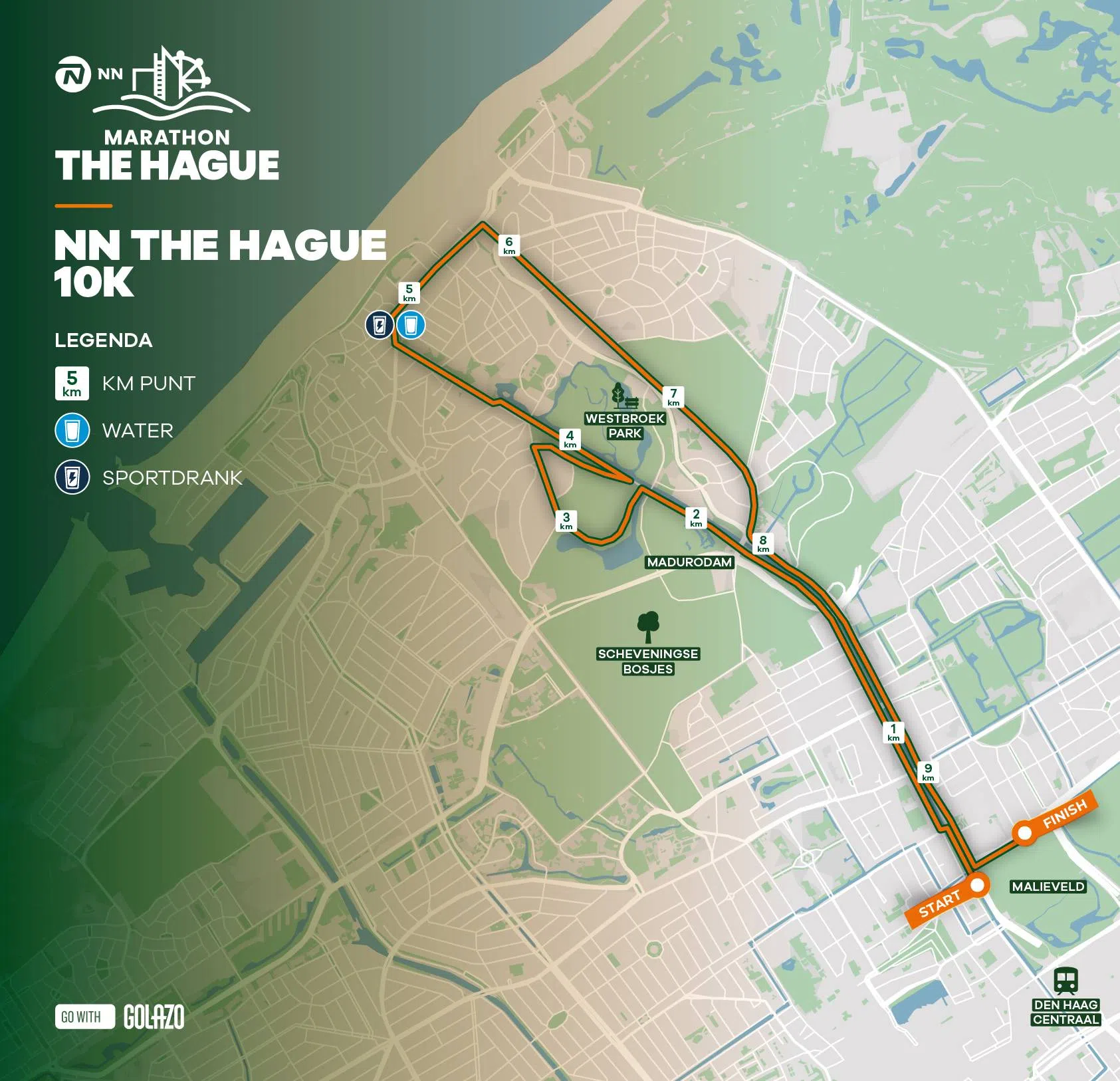 Parcours 10 km NN marathon The Hague